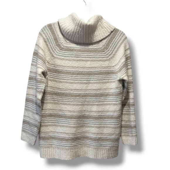 L.L.Bean Women’s Wool Blend Stripe Sweater Jumper Neutral Multistripe Size L - Picture 5 of 14